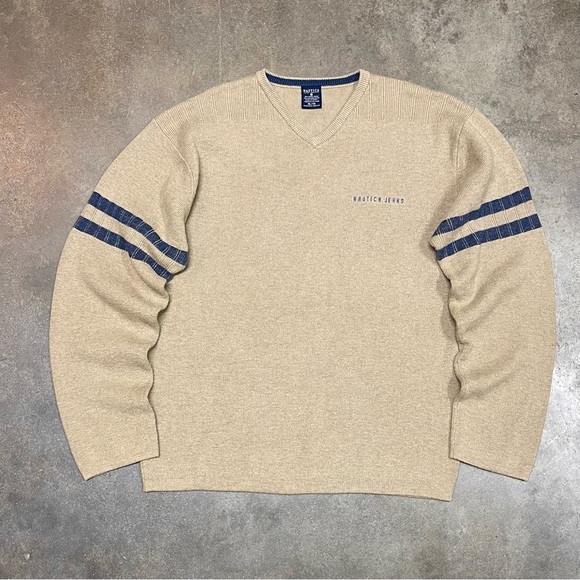 Vintage Nautica Jeans Striped Knit Heavyweight Sweater - Picture 1 of 8